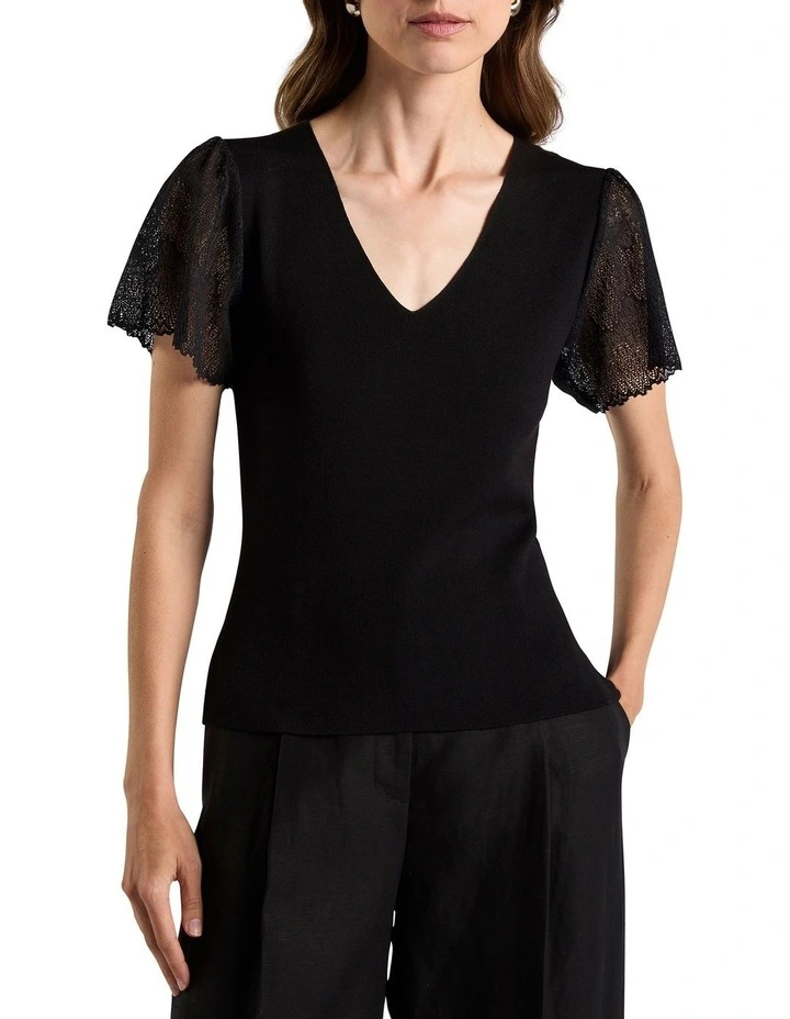 Youlli Knit Top in Black image 1