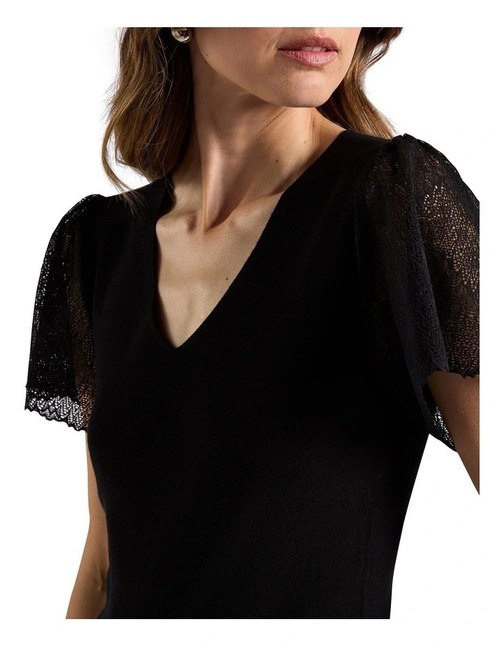 Youlli Knit Top in Black image 3