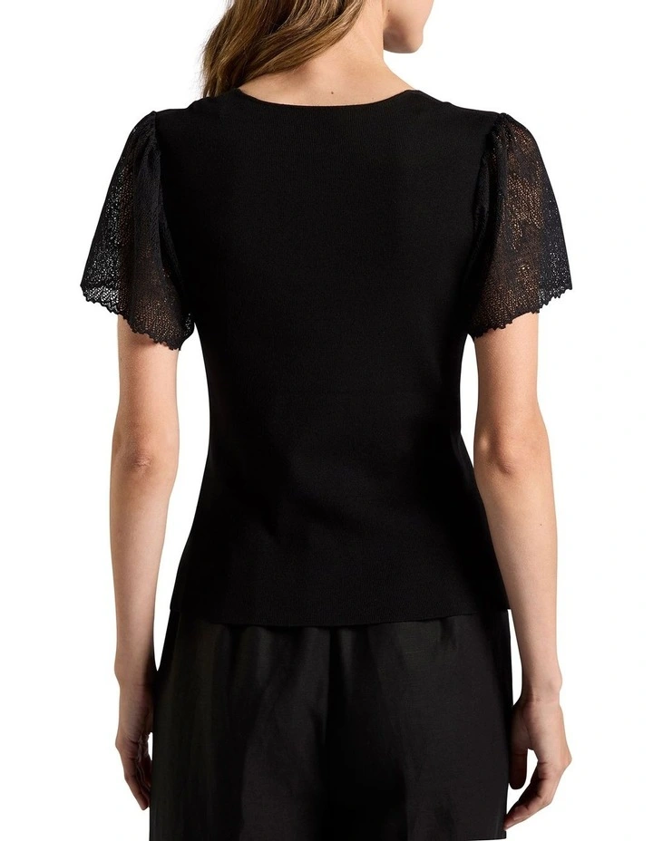 Youlli Knit Top in Black image 4
