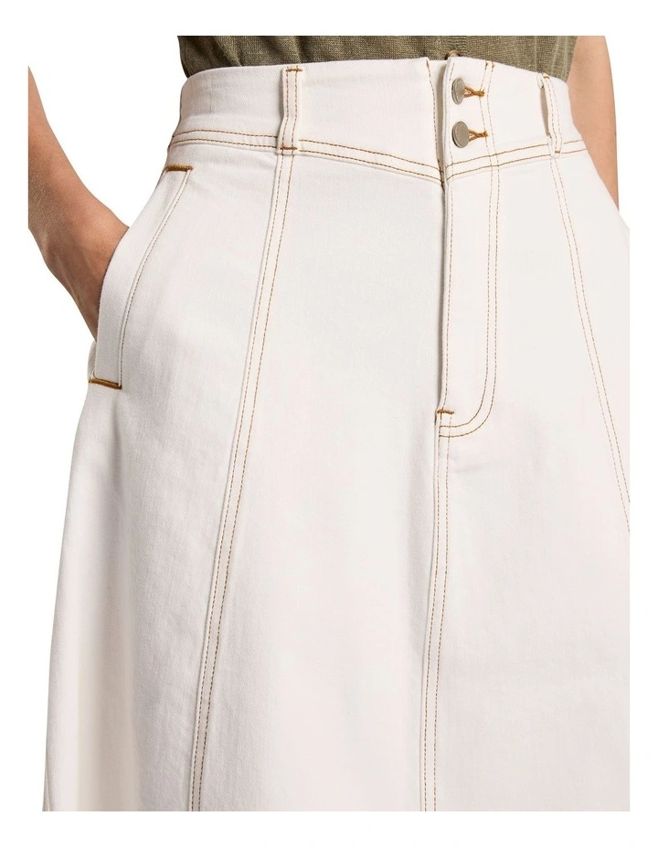 Zola Denim Midi Skirt in White image 3
