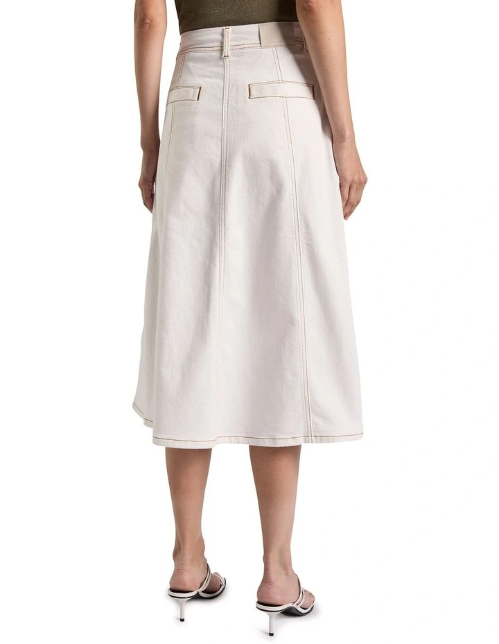 Zola Denim Midi Skirt in White image 4