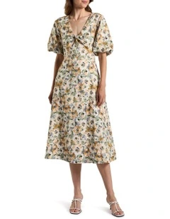 Seattle Midi Dress in Sage Multi