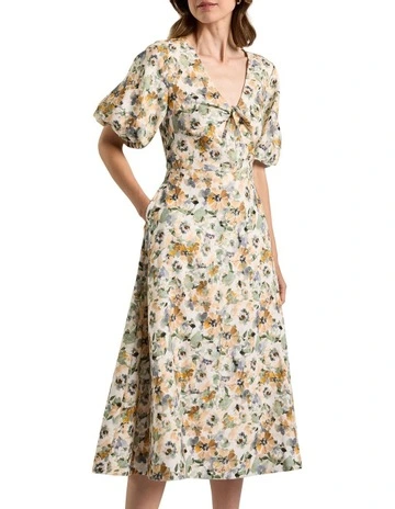 Seattle Midi Dress in Sage Multi