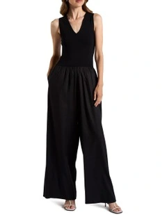 Carla Mix Media Jumpsuit in Black