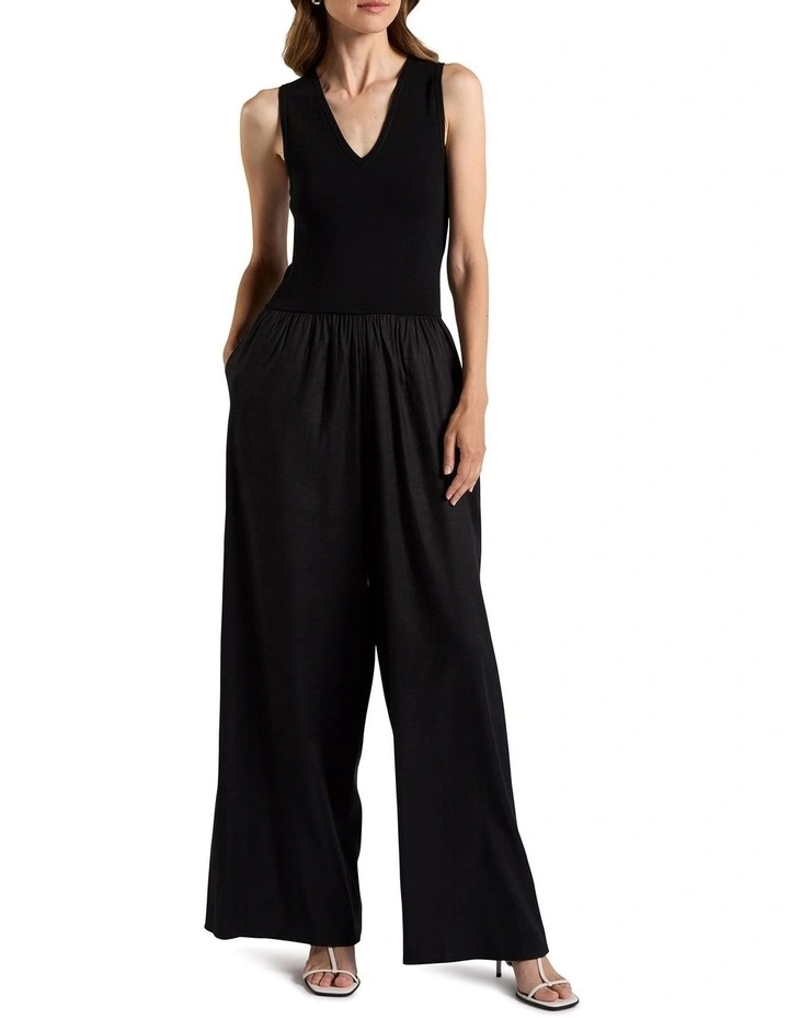 Carla Mix Media Jumpsuit in Black image 1
