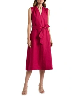 Orsa Linen Dress in Beetroot