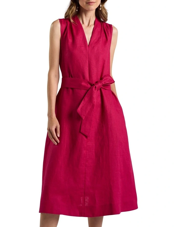 Orsa Linen Dress in Beetroot image 2