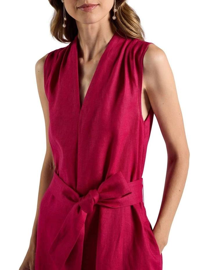 Orsa Linen Dress in Beetroot image 3