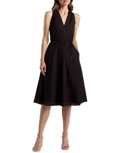 Viridia Cotton Broderie Dress in Black