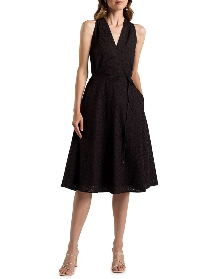 Viridia Cotton Broderie Dress in Black image 1