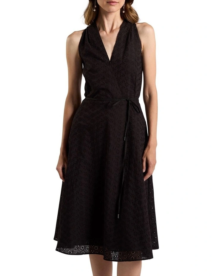 Viridia Cotton Broderie Dress in Black image 2