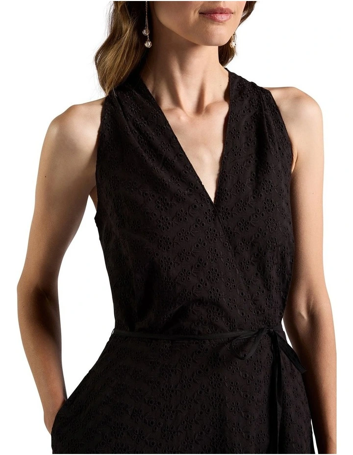 Viridia Cotton Broderie Dress in Black image 3