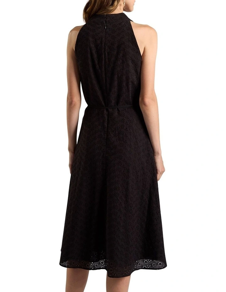 Viridia Cotton Broderie Dress in Black image 4