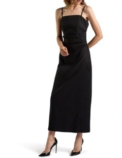 Arwen Strapless Linen Dress in Black