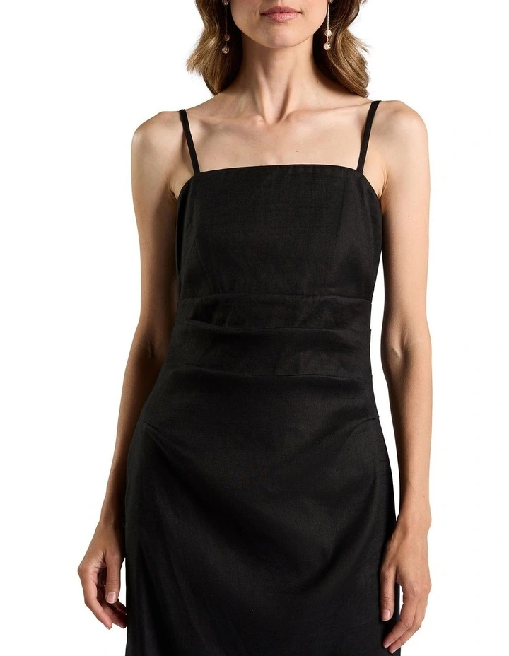 Arwen Strapless Linen Dress in Black image 3