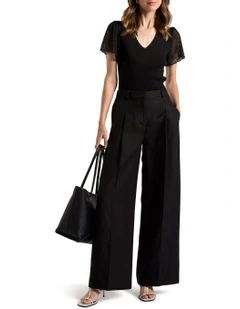 Althea Linen Blend Pant in Black