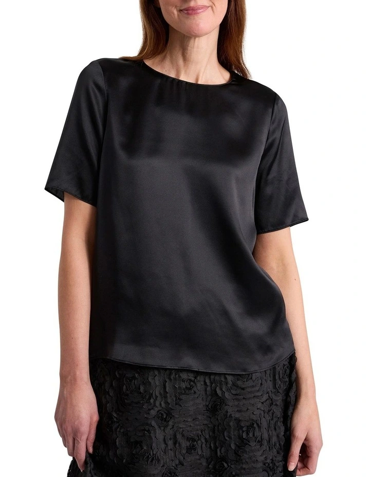 Emiline Silk Tee in Black image 1