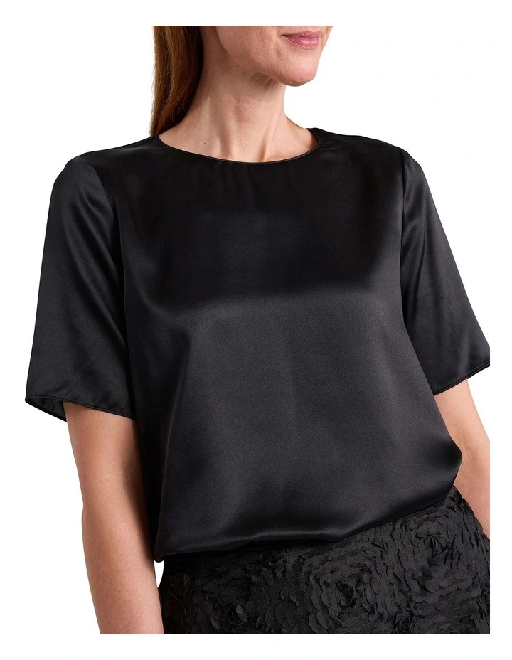 Emiline Silk Tee in Black image 3