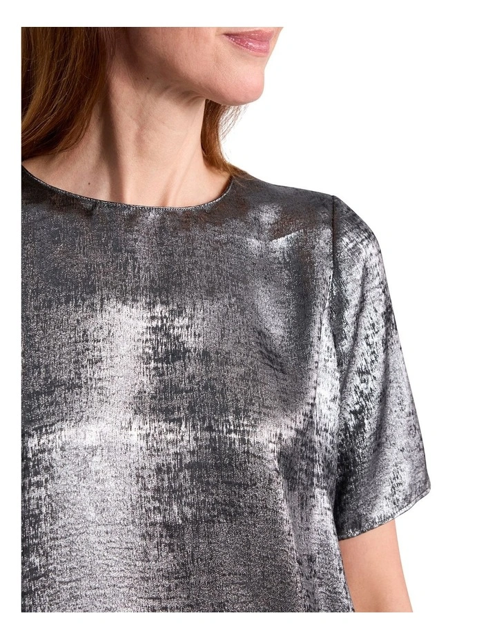 Rumi Metallic Tee in Platinum image 3