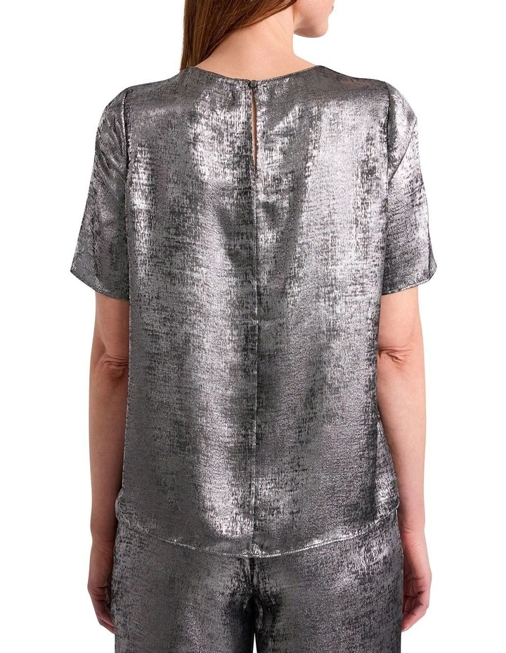 Rumi Metallic Tee in Platinum image 4