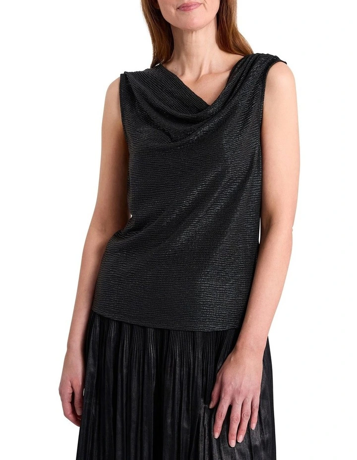Lexah Foil Jersey Top in Black image 1