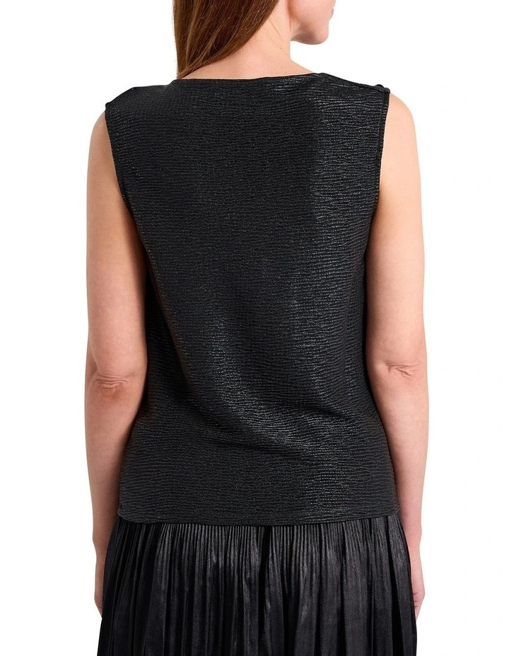 Lexah Foil Jersey Top in Black image 4