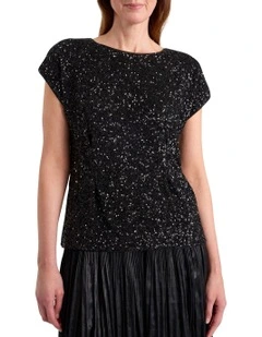 Phylis Sequin Top in Black
