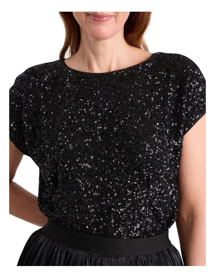 Phylis Sequin Top in Black image 3