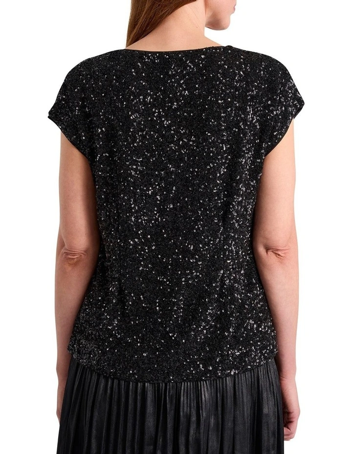 Phylis Sequin Top in Black image 4