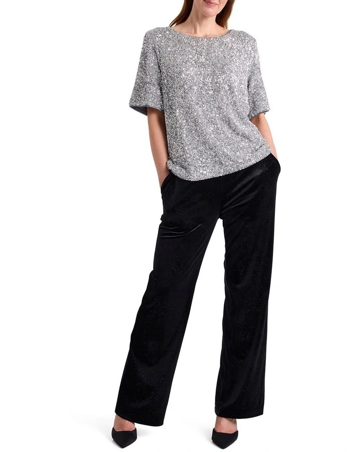 Phylis Boxy Sequin Tee in Platinum image 2