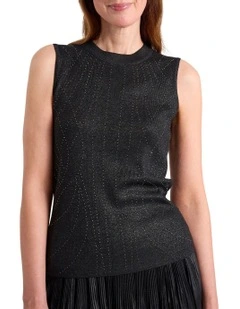 Grace Diamonte Knit Top in Black Sparkle