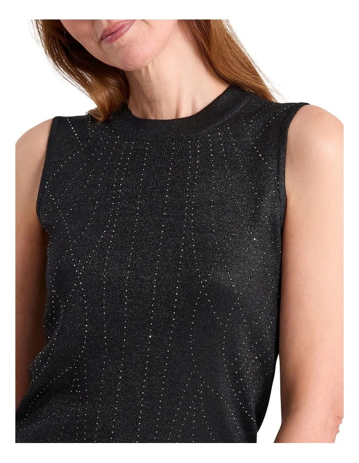 Grace Diamonte Knit Top in Black Sparkle image 3