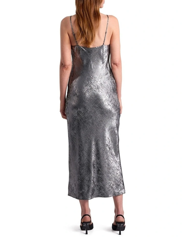 Rumi Metallic Slip Dress in Platinum image 3