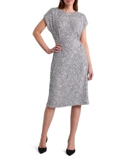 Phylis Sequin Dress in Platinum