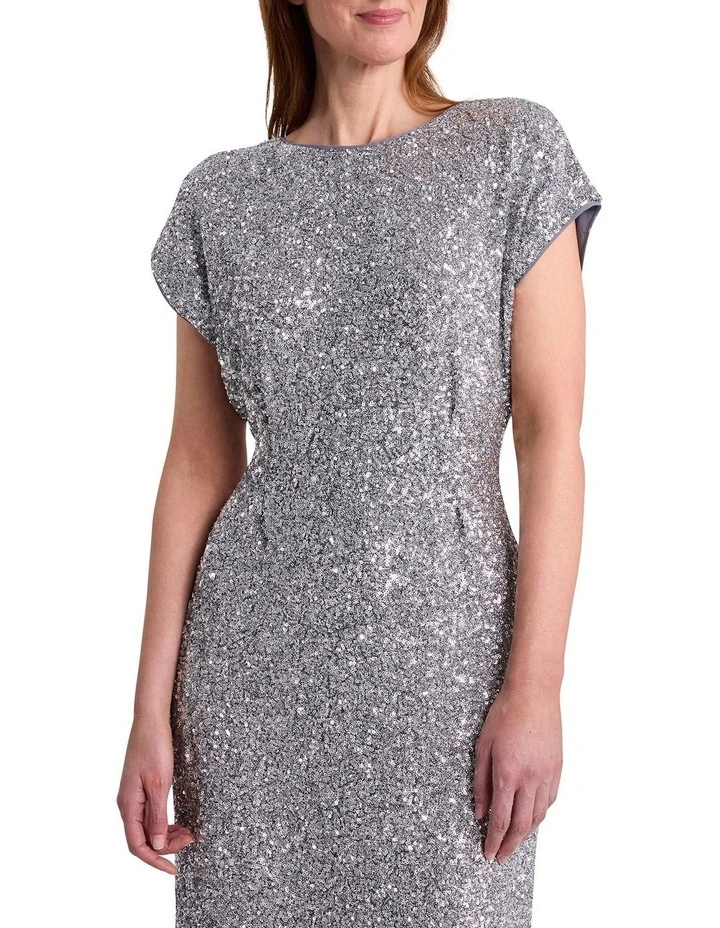 Phylis Sequin Dress in Platinum image 2