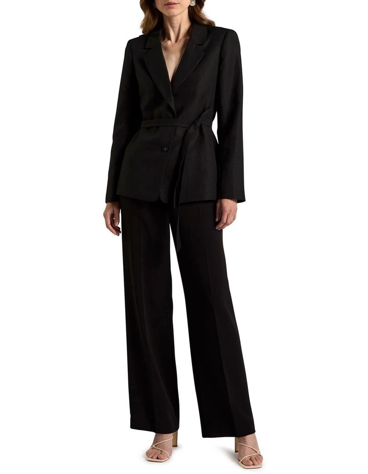 Althea Linen Blend Blazer in Black image 2
