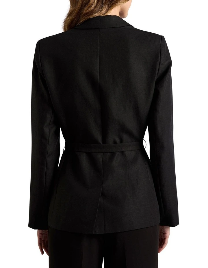 Althea Linen Blend Blazer in Black image 4
