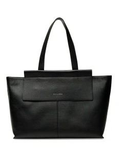 Zemira Leather Tote Bag in Black