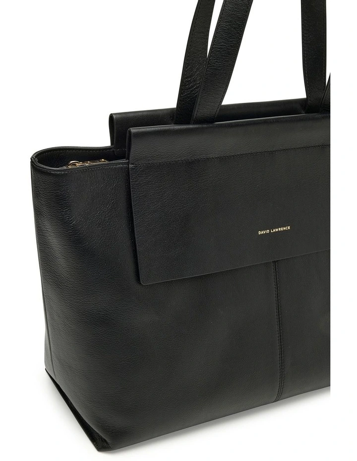 Zemira Leather Tote Bag in Black image 2