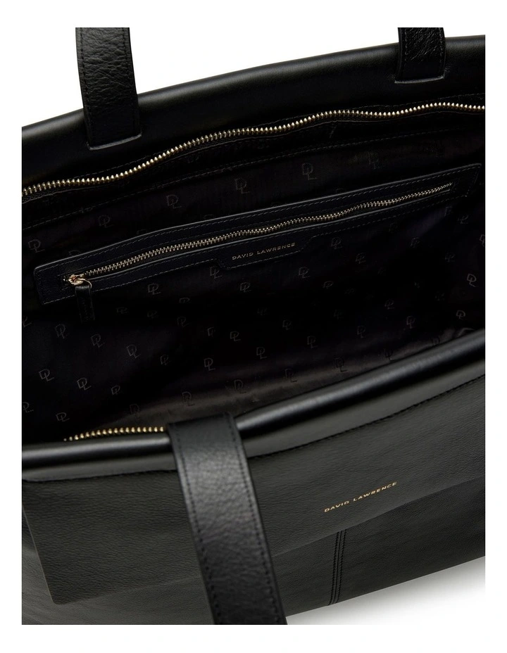 Zemira Leather Tote Bag in Black image 3