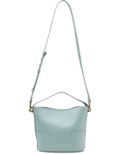 Helvetica Leather Bucket Bag in Cornflower Blue