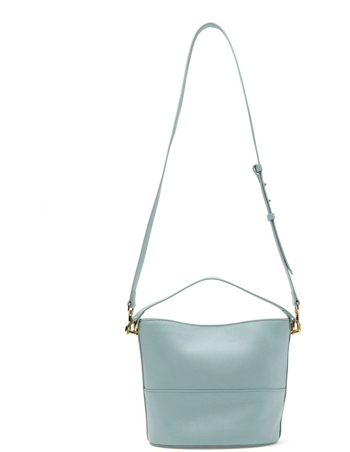Helvetica Leather Bucket Bag in Cornflower Blue image 2