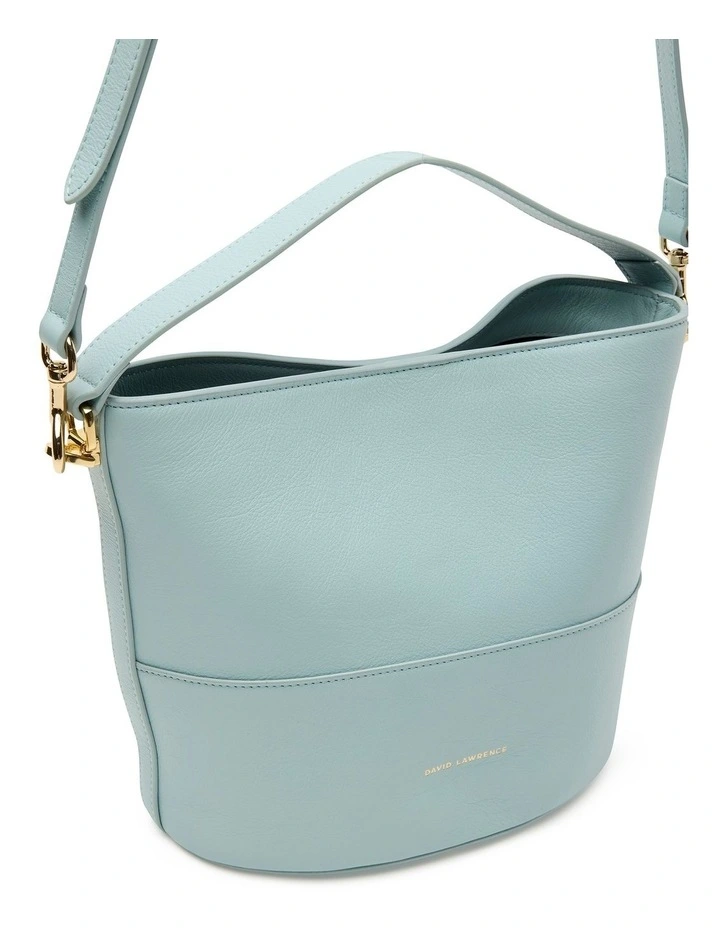 Helvetica Leather Bucket Bag in Cornflower Blue image 3