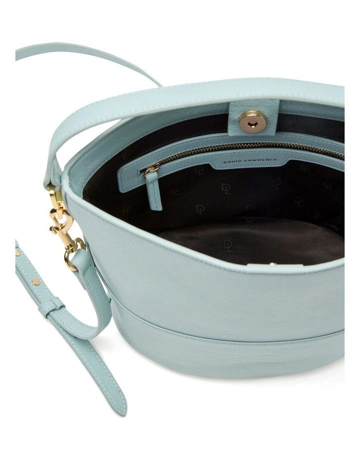 Helvetica Leather Bucket Bag in Cornflower Blue image 4