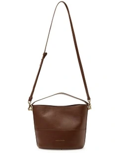 Helvetica Leather Bucket Bag in Nutshell