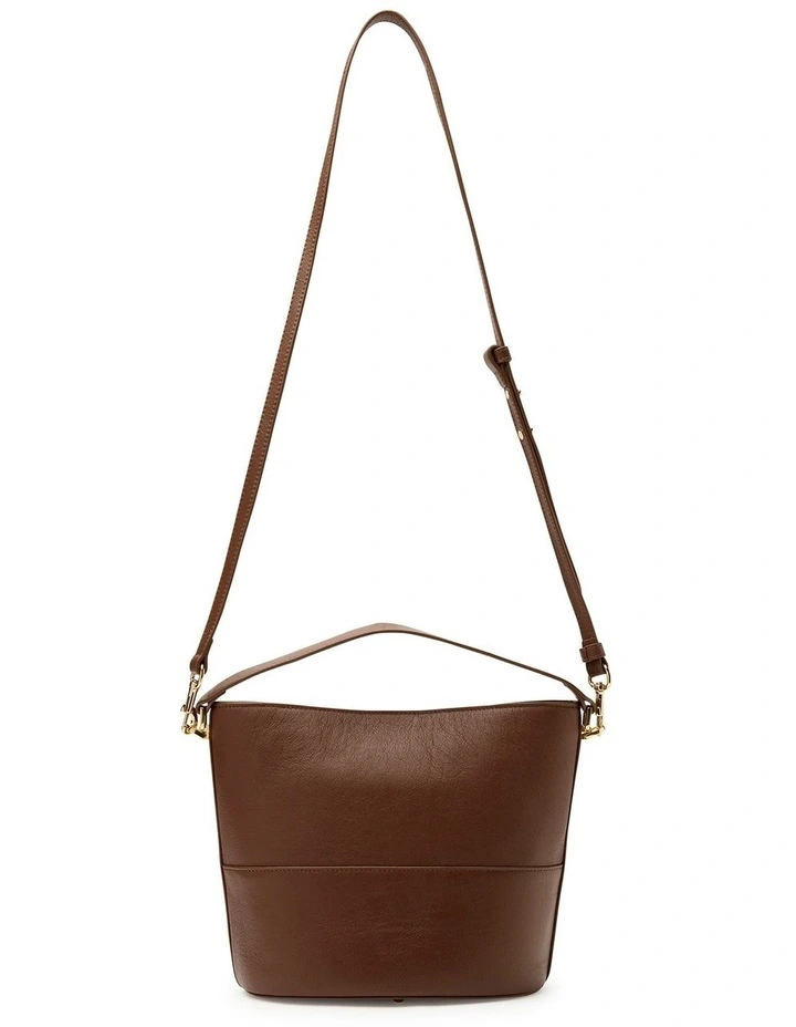 Helvetica Leather Bucket Bag in Nutshell image 2
