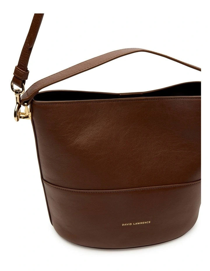 Helvetica Leather Bucket Bag in Nutshell image 3