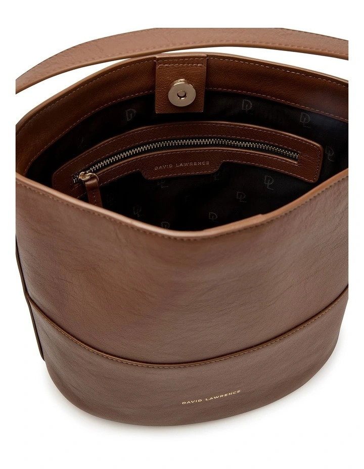 Helvetica Leather Bucket Bag in Nutshell image 4