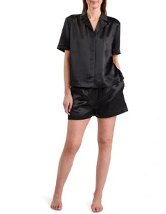 Cannes Silk Sleep Short in Black