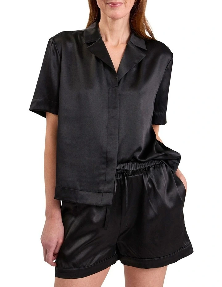 Cannes Silk Sleep Short in Black image 2
